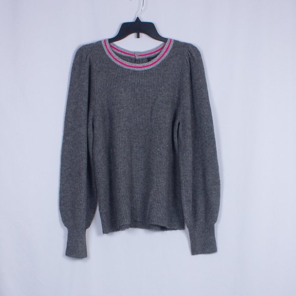 Halogen Sweaters - NWT HALOGEN Gray Heather Knit Puff Sleeve Sweater Size L
